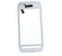 Тачскрін (сенсор) для Nokia 603, білий, з передньою панеллю